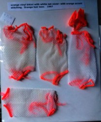 1160 1967 TNT BARBIE WHITE NET COVER UP  ORANGE TRIM, OR VINYL BOTTOMS